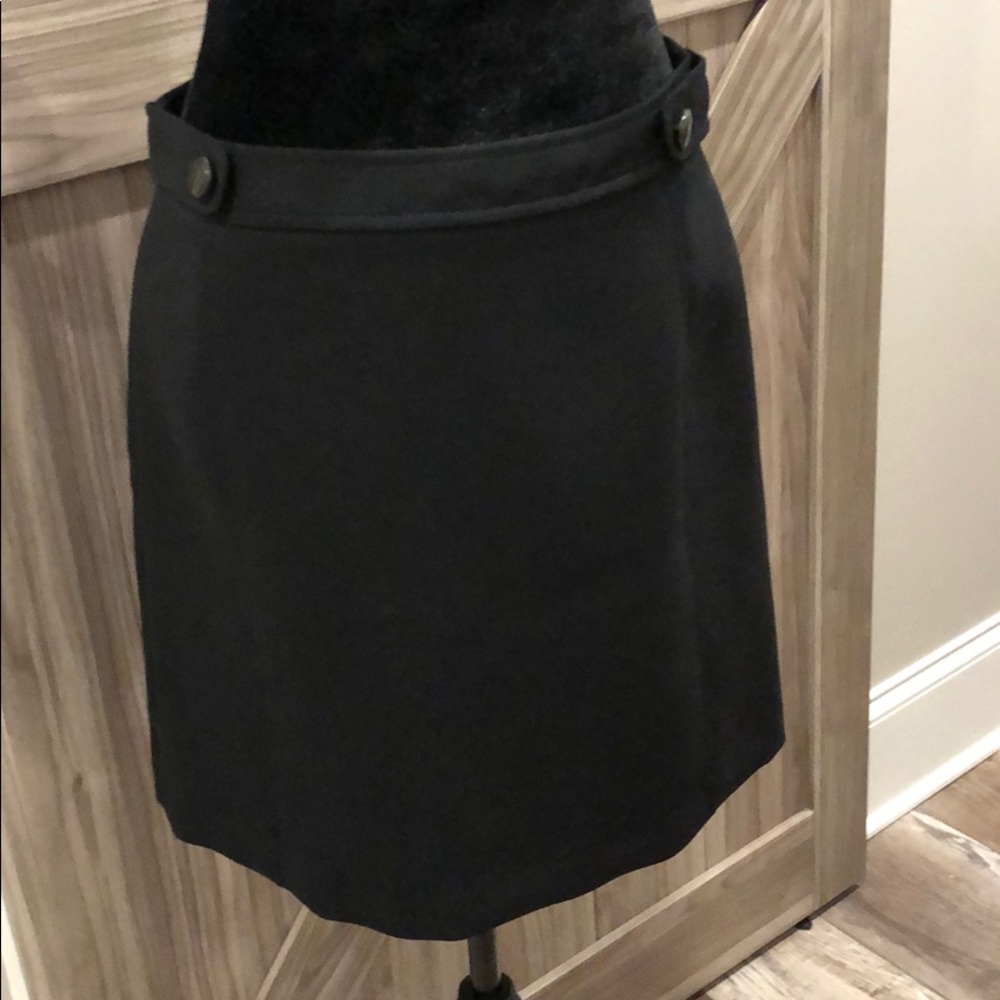 Brooks Brothers Black Wool Chino Career Skirt Sz 4